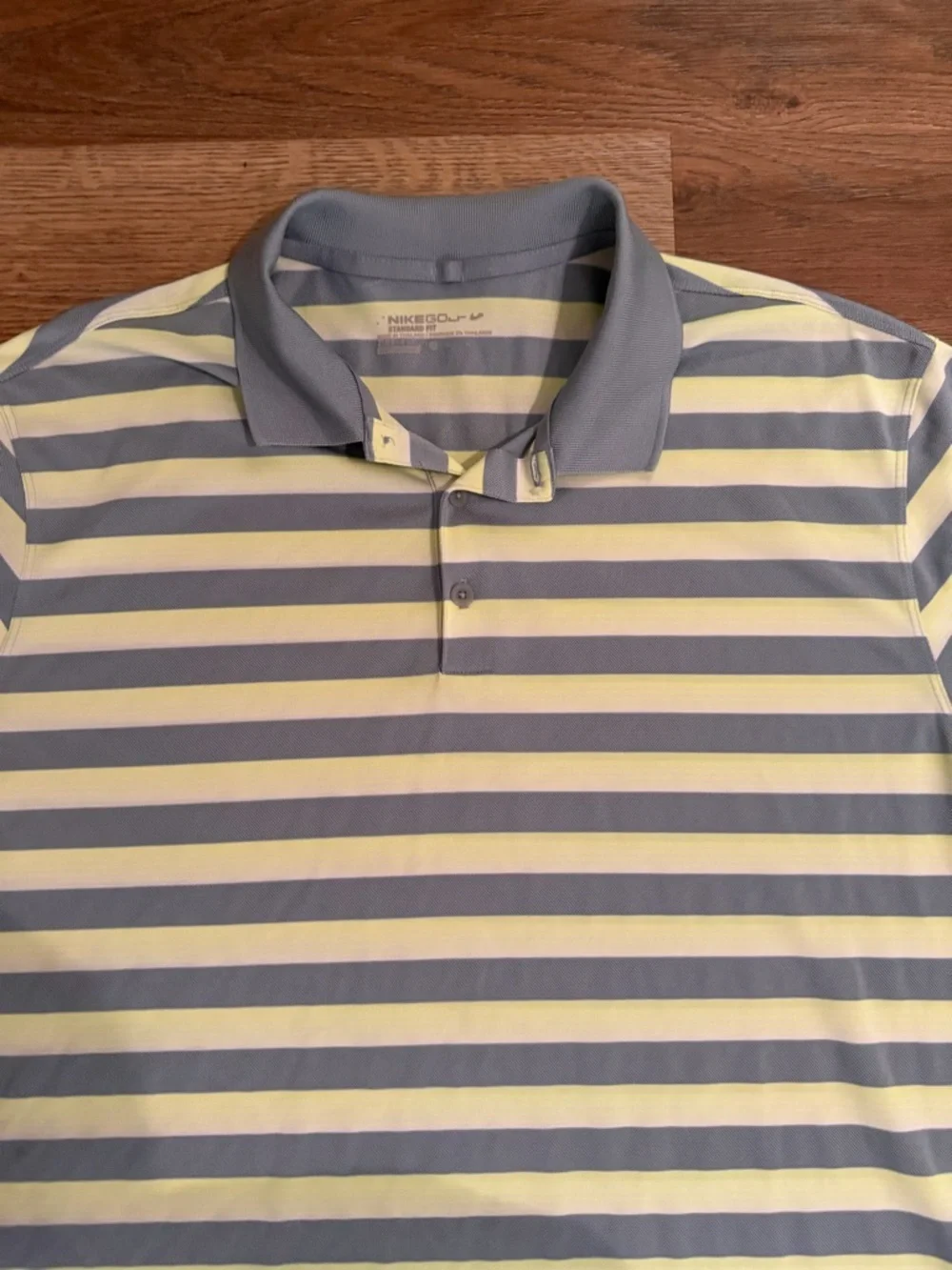 Nike Men's Short-Sleeve Striped Polo in Light Yellow and Light Blue